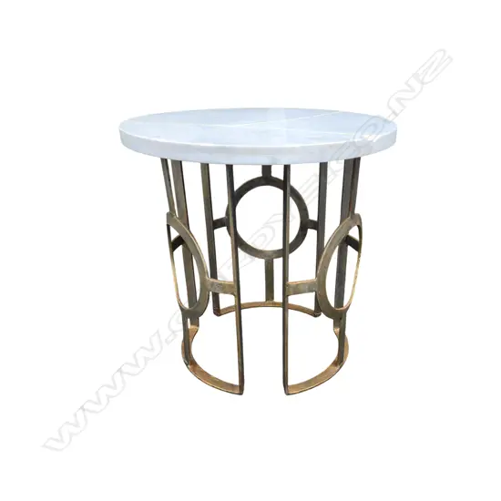 SIDE TABLE w. MARBLE TOP, FAULTED H.510mm 510mm dia