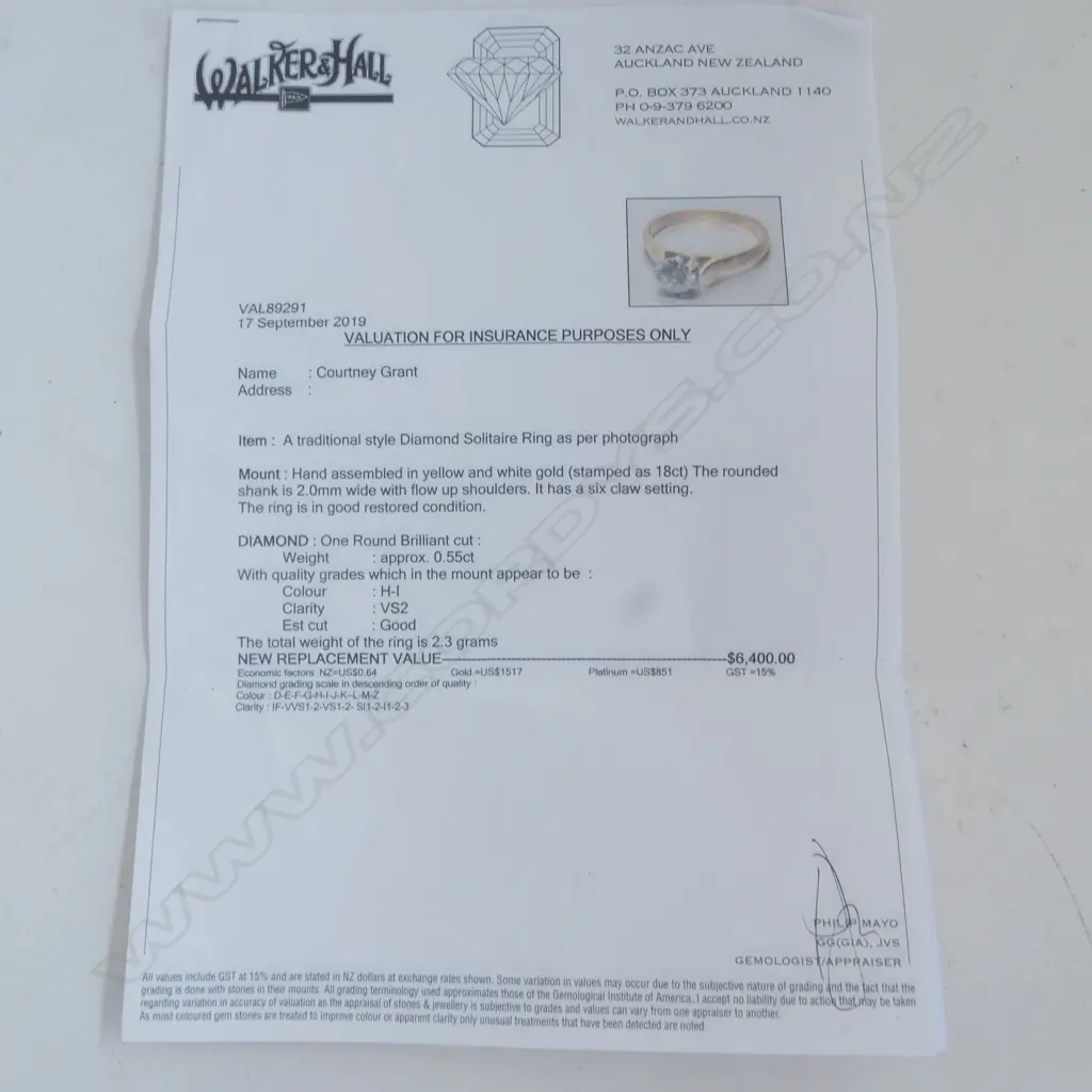 18CT YG 0.55ct DIAMOND SOLITAIRE RING w. VALUATION 2.3gms SIZE G Image 1++