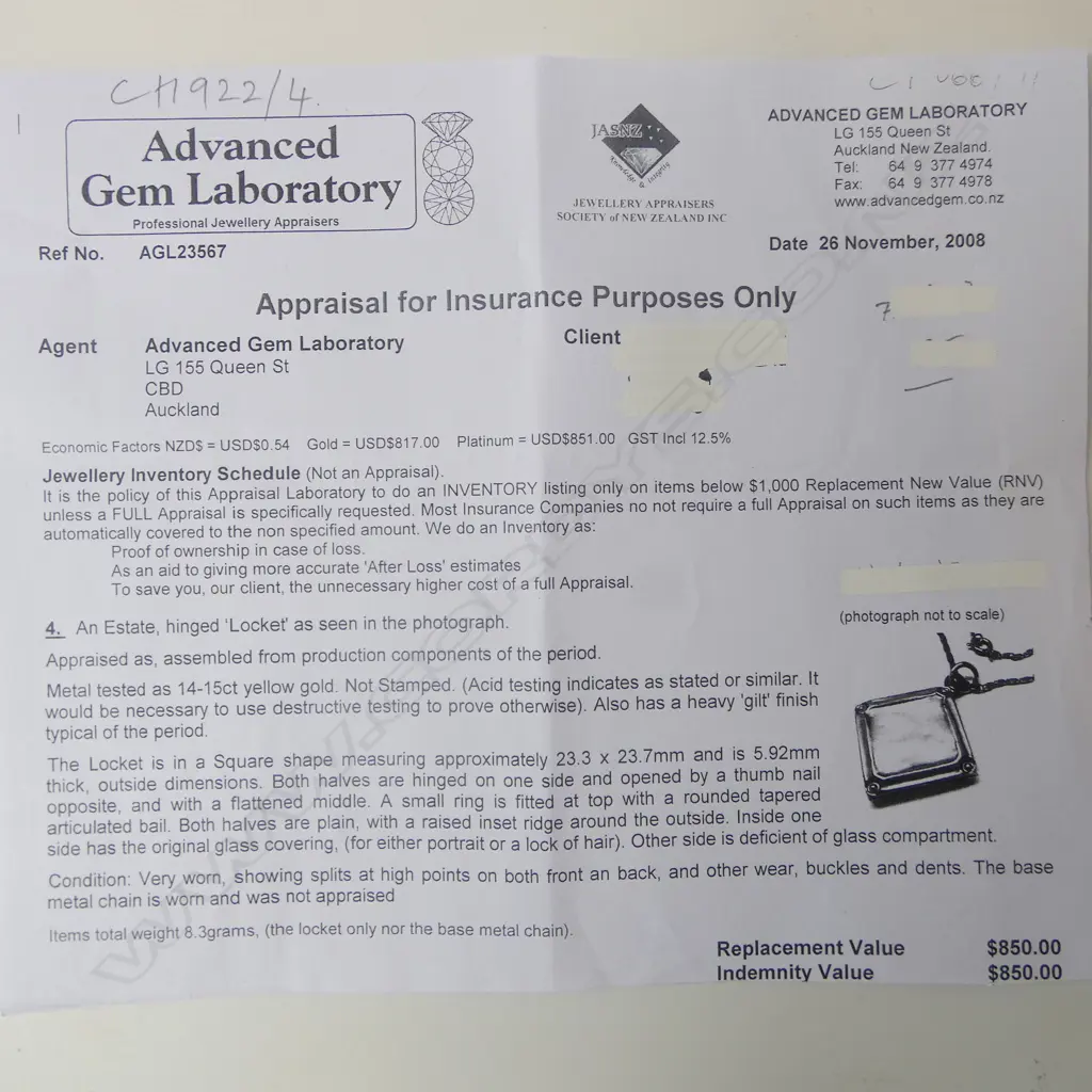 14-15CT YG LOCKET 23x23mm 8.3gms (NOT INCL. BASE METAL CHAIN) SOME WEAR Image 1++