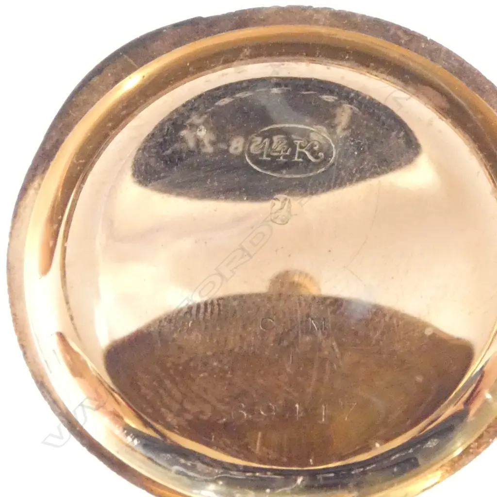 14CT YG POCKET WATCH, BASE METAL DUST COVER 56gms + VALUATION Image 1++