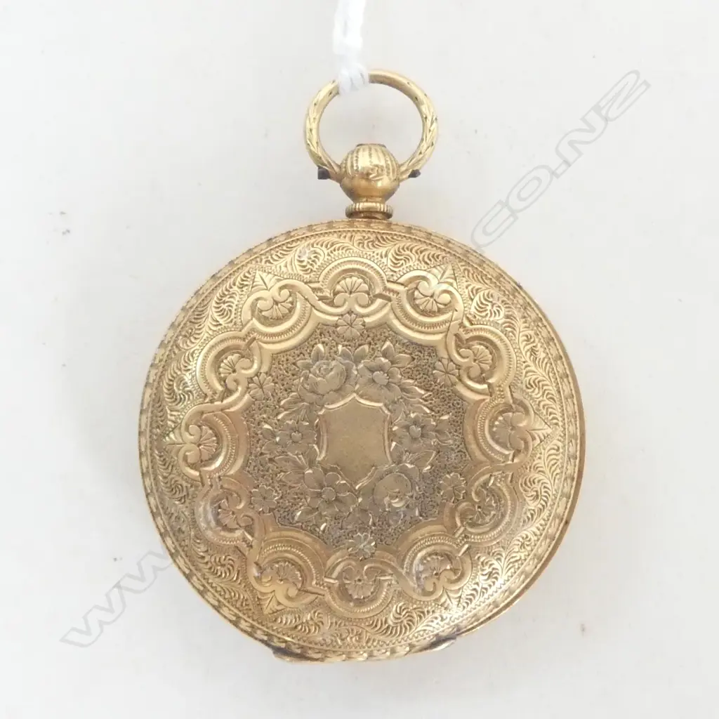 VICTORIAN Collings & Wallis 18ct YELLOW GOLD open face POCKET WATCH fusee movement 48.7gms Image 1++