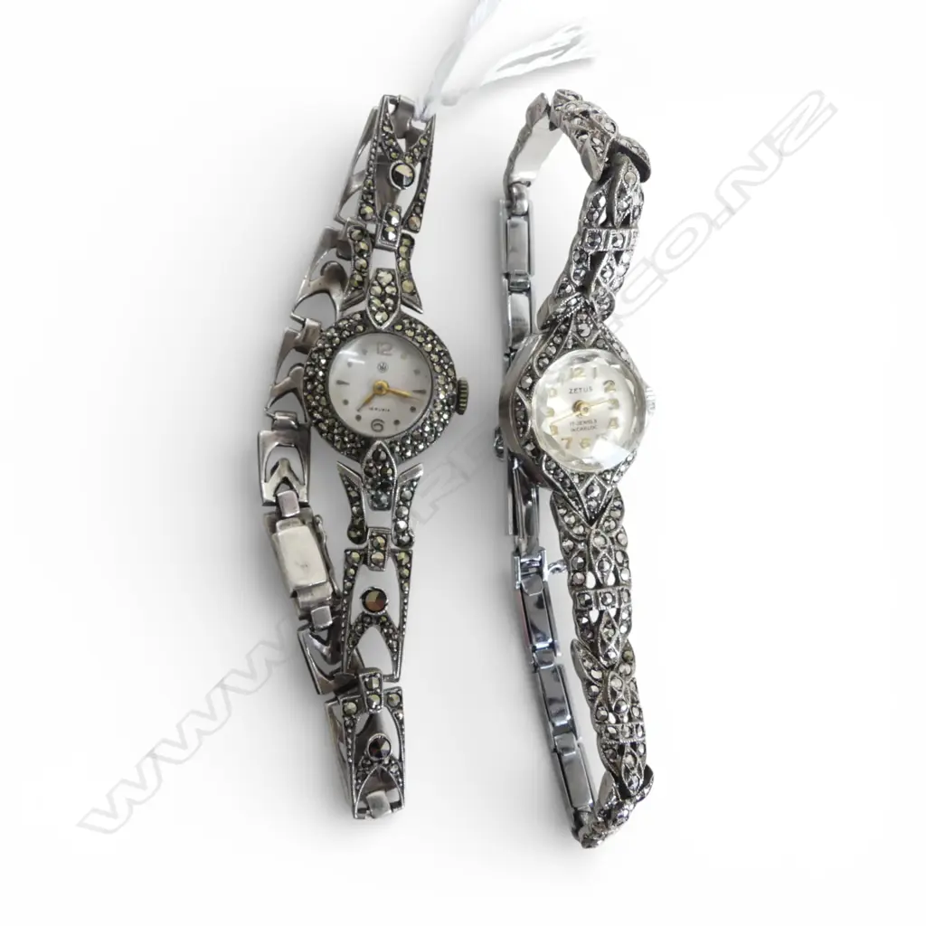  TWO STG SIL & MARCASITE  WOMEN’S COCKTAIL WATCHES TW 43.9G +/- Image 1++