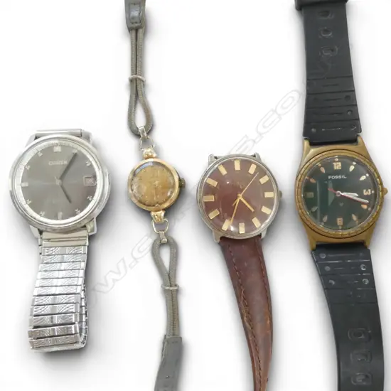 4 VINTAGE WATCHES; LADIES OMEGA, GENTS'S CITIZEN & 2 FOSSIL BRAND 