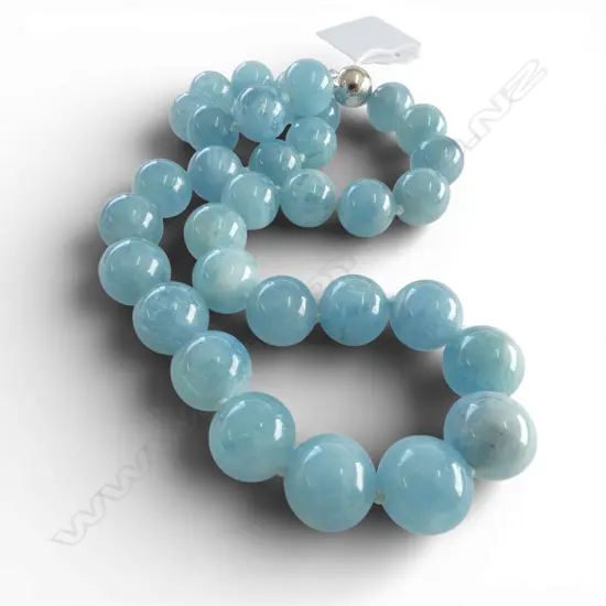 KNOTTED AQUMARINE NECKLACE w MAGNETIC CLOSURE