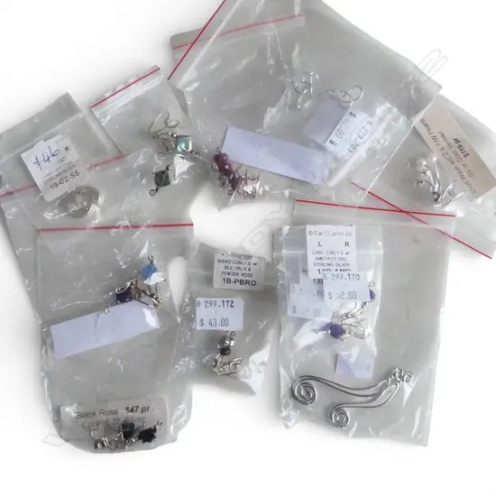 QTY SILVER & SEMI PRECIOUS GEMSTONE EAR CHARMS, new old stock