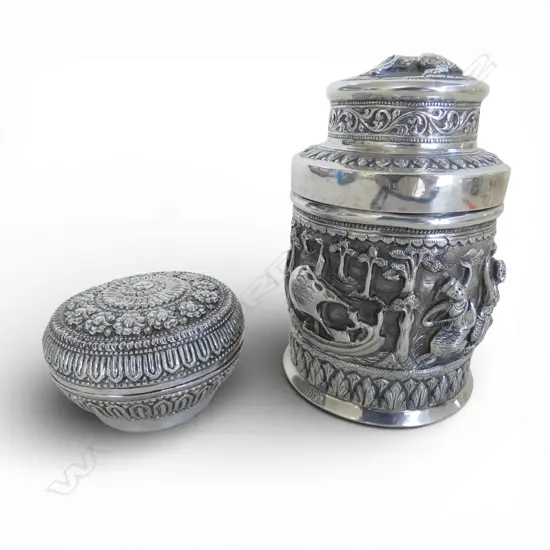 2 THAI unmarked .800? SILVER CONTAINERS 263gms
