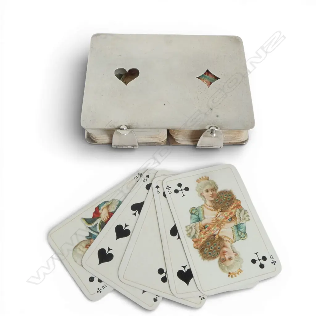 800 SILVER PLAYING CARD HOLDER 125GMS Image 1++