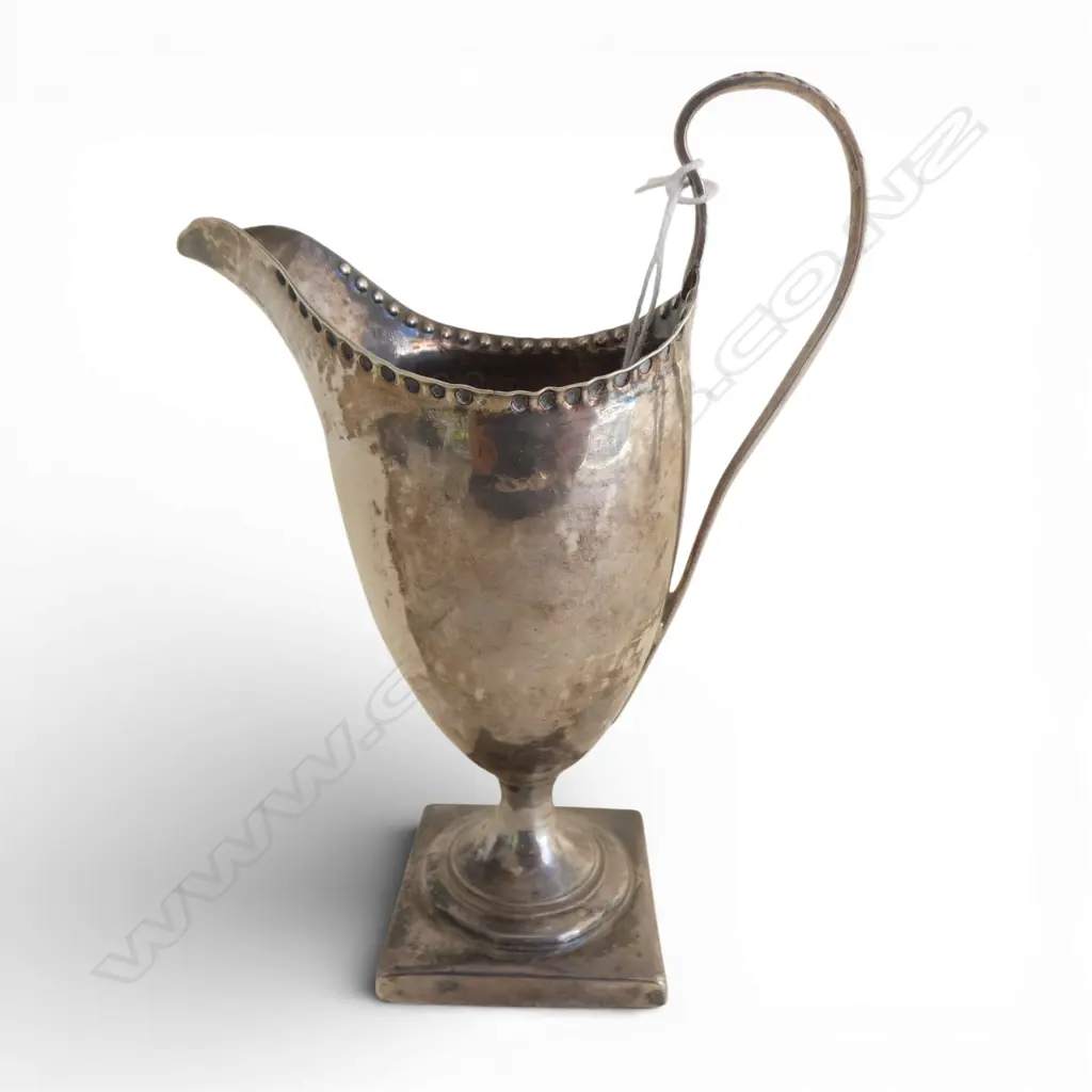 GEORGE III SILVER PEDESTAL HELMET CREAM JUG London 1786 by Hester Bateman 76gms - FAULTS Image 1++