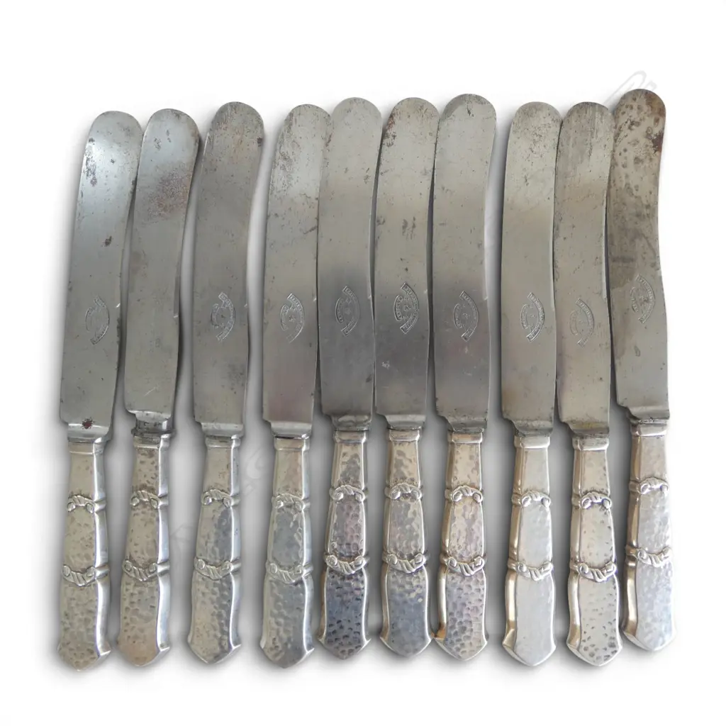 SET 10 SILVER COPENHAGEN 0.826 SILVER KNIVES est. silver weight 300+gms Image 1++