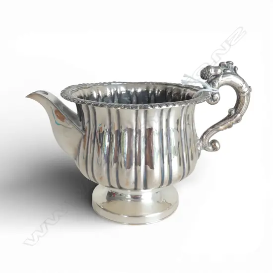 VICTORIAN OLD SHEFFIELD PLATE CREAM JUG  with lobed sides & fancy handle