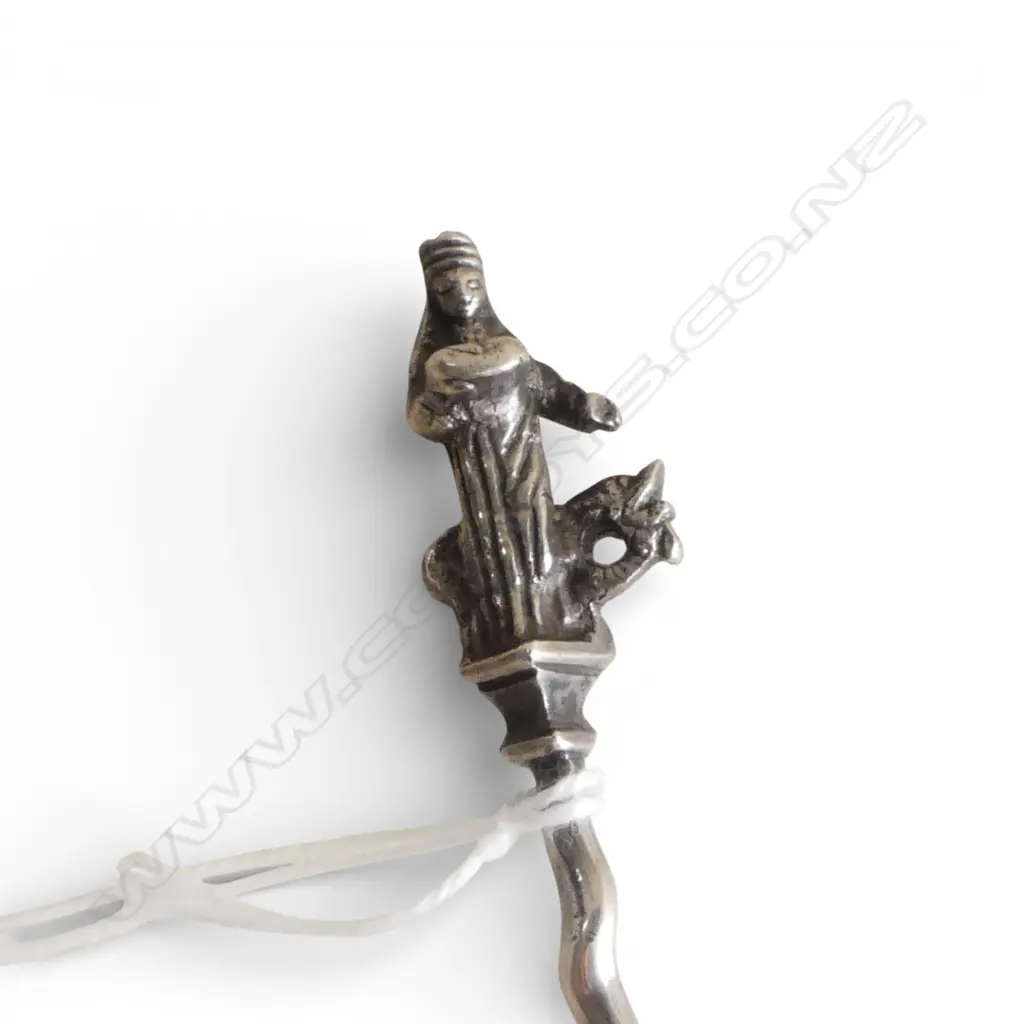 ANTIQUE DUTCH SILVER APOSTLE SPOON the bowl back engraved with figures twisted stem. 48gms Image 1++