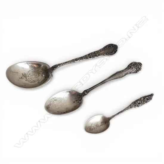 3 VINTAGE AMERICAN STERLING SILVER SPOONS 41gms