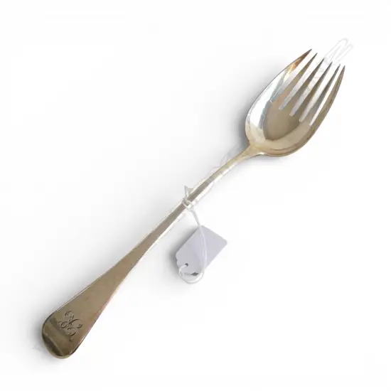 GEORGE III SILVER RUNCIBLE LARGE SPOON London 1810 by 	William Eley I, William Fearn & William Chawner. L285mm. 122gms