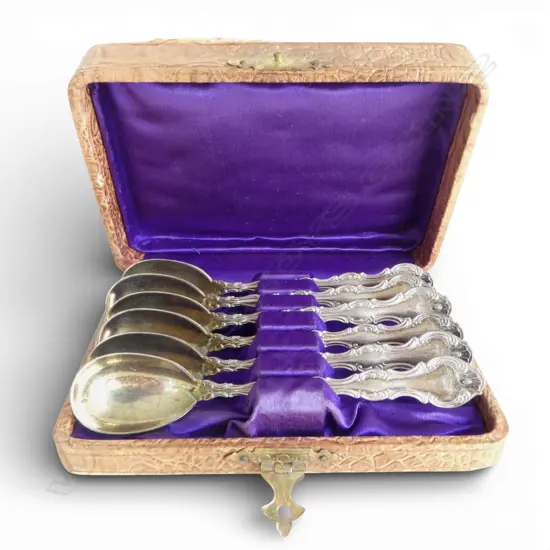 BOXED SET 6 AMERICAN STERLING SILVER TEASPOONS, 91gm