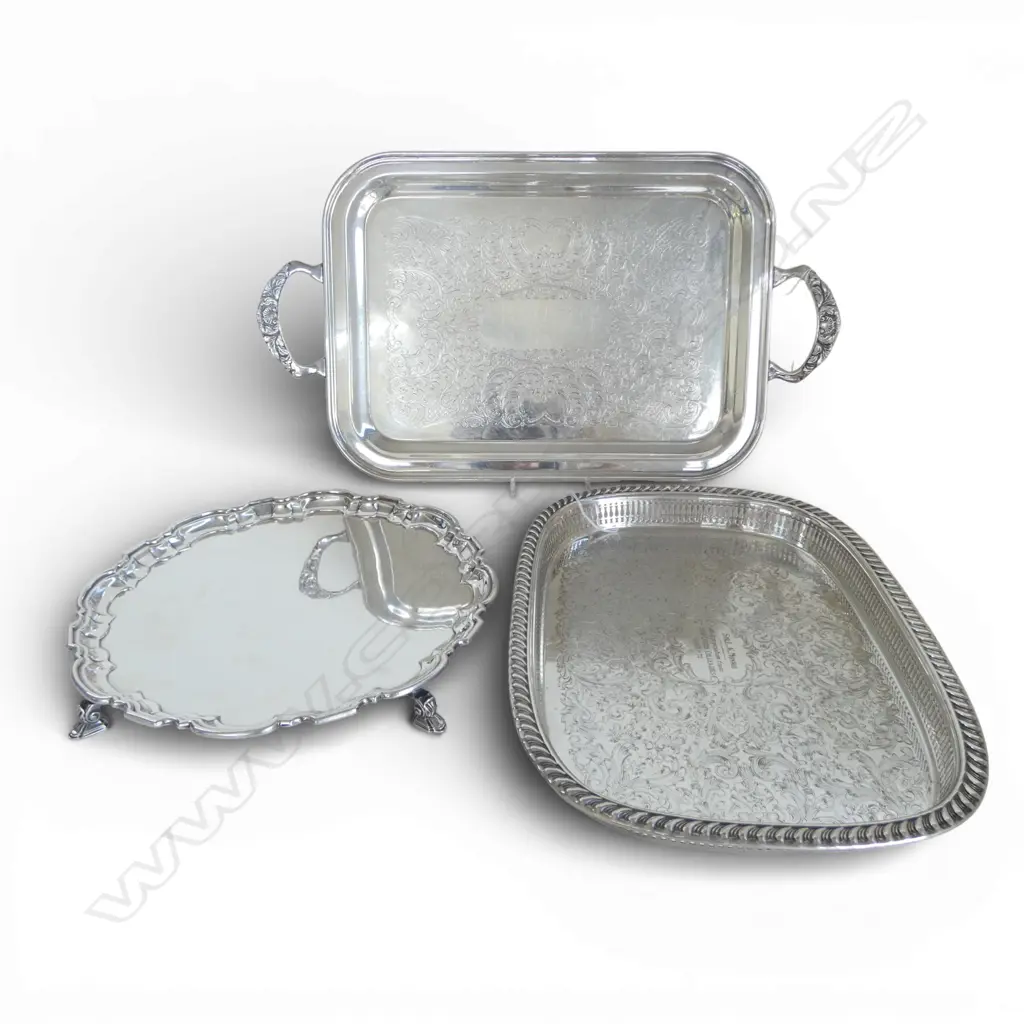 2 SILVER PLATED TRAYS + SALVER W.530mm Image 1++