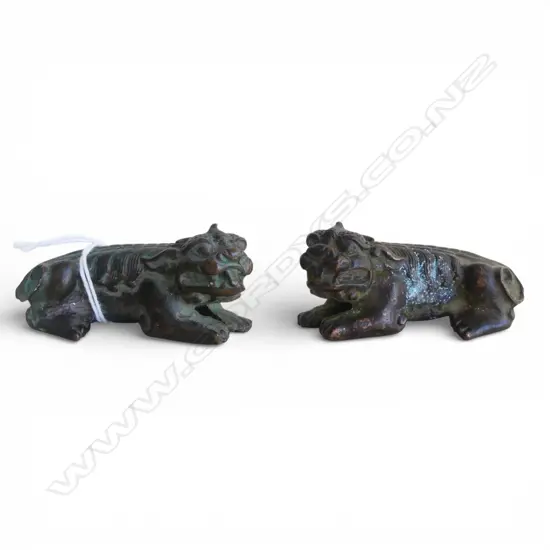 PR OLD CHINESE SMALL BRONZE KYLIN FIGURES L.65mm