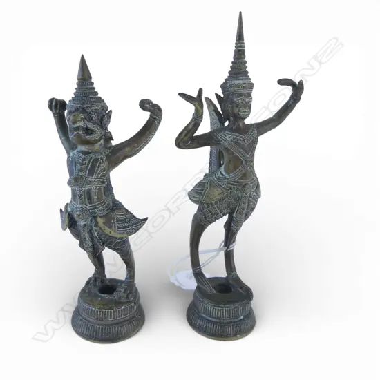 PR OLD THAI BRONZE or BRASS DANCER SCULPTURES H.150mm