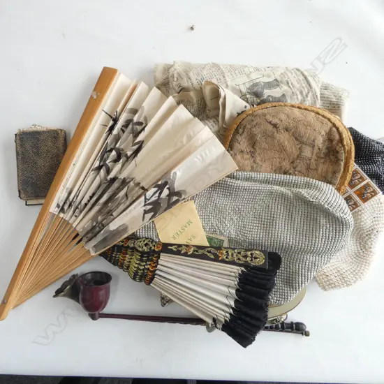 ASST. FASHION ITEMS; FANS, EVENING BAGS, NYT SCARF ETC