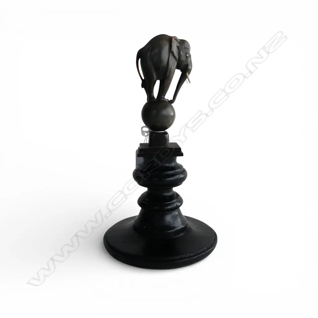 CARVED RHINO? HORN ELEPHANT ON WOODEN STAND H.240mm... Image 1++