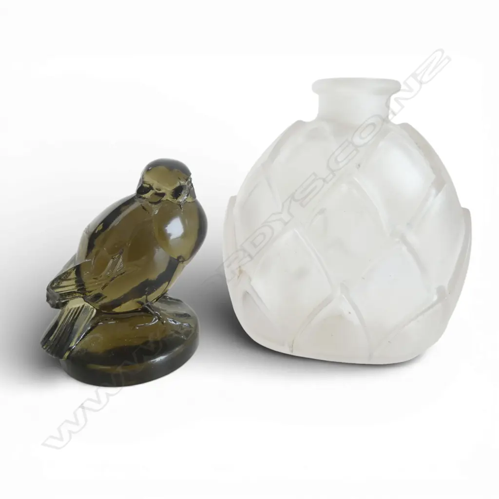 LALIQUE FRANCE CRYSTAL BIRD + LALIQUE SCENT BOTTLE no stopper H.70mm Image 1++
