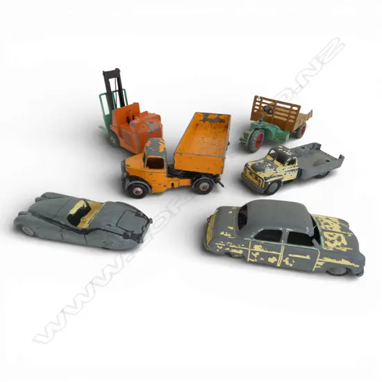 3 DINKY TOY TRUCKS, 3 MICRO MODEL VEHICLES