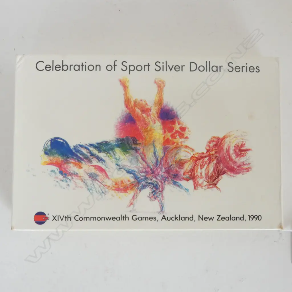 1990 XIVth COMMONWEALTH GAMES AUCKLAND .925 SILVER PROOF 4 COIN SET TW 108.88gms Image 1++