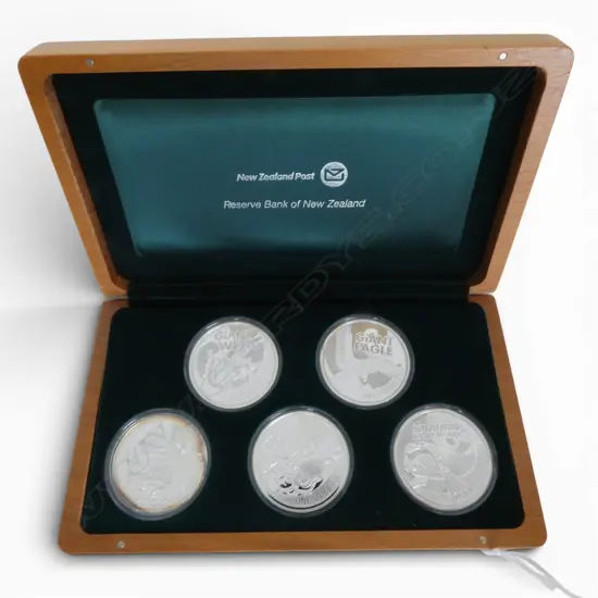 2009 GIANTS OF NEW ZEALAND 5 oz .999 SILVER COIN PROOF SET Ed. 287/1500 (5oz TOTAL WEIGHT)