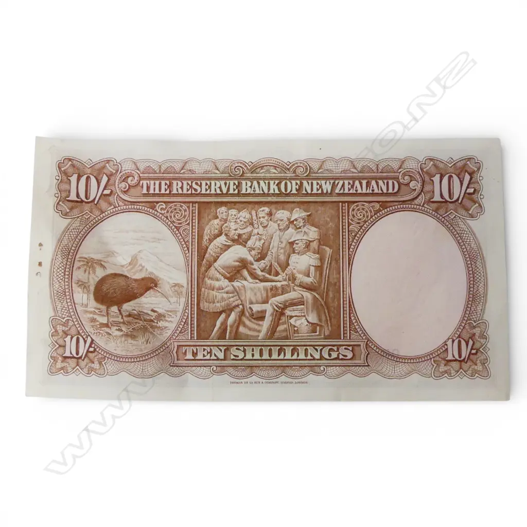 N.Z. 10 SHILLING FLEMMING BANK NOTE 9H988570... Image 1++