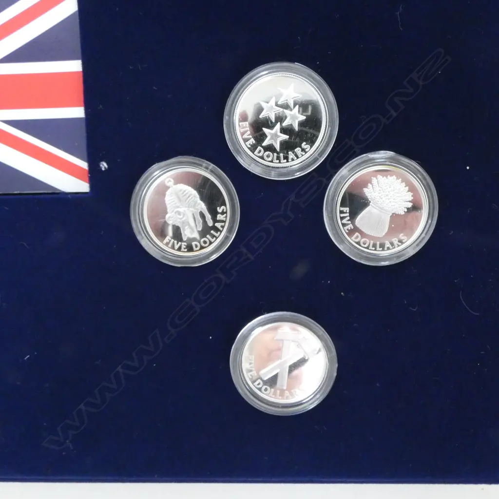 2 SETS OF PRIDE OF NEW ZEALAND 4x $5 .999 SILVER PROOF COINS Image 1++