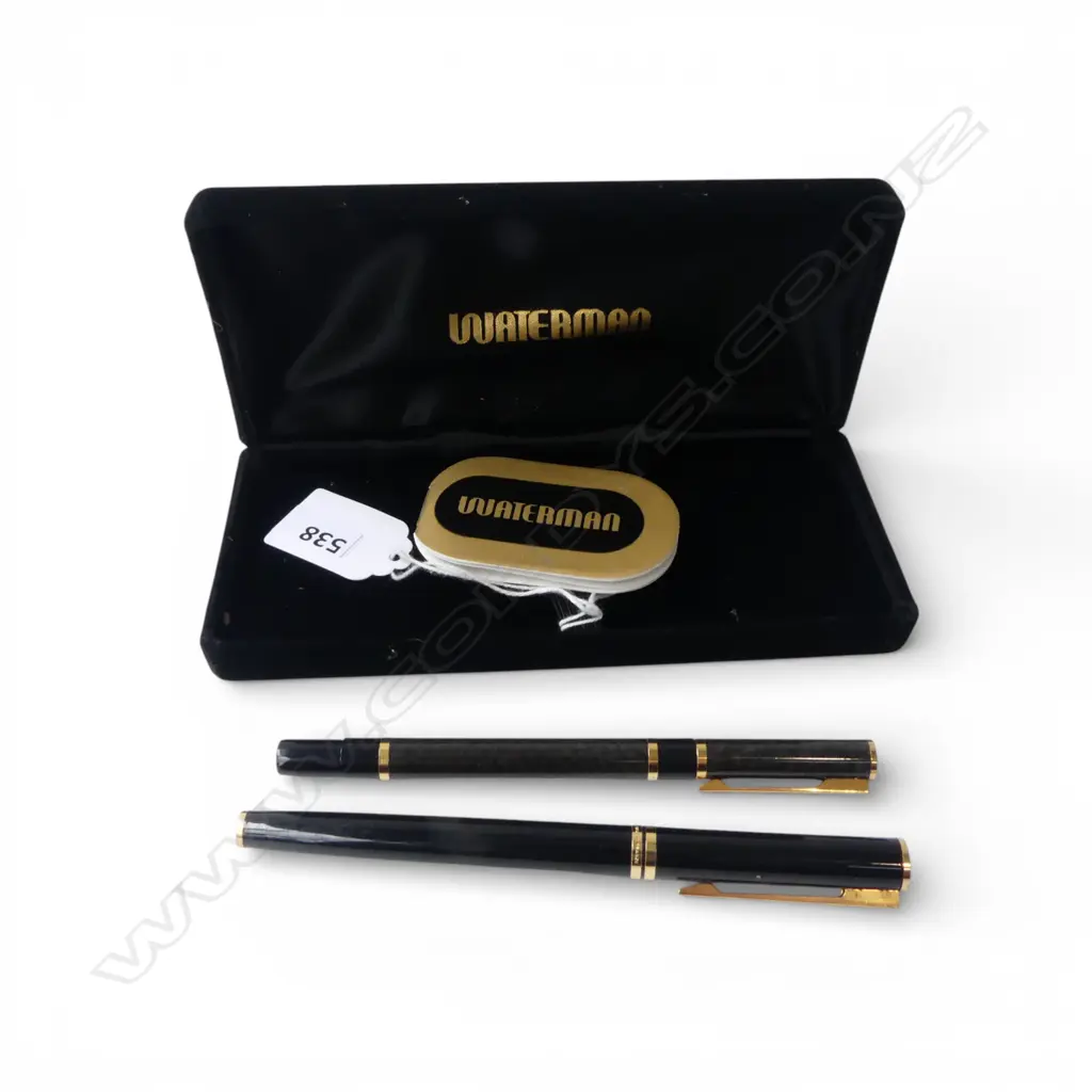 2 WATERMAN PENS; BALL POINT& FOUNTAIN w. 18CT NIB, BOXED Image 1++