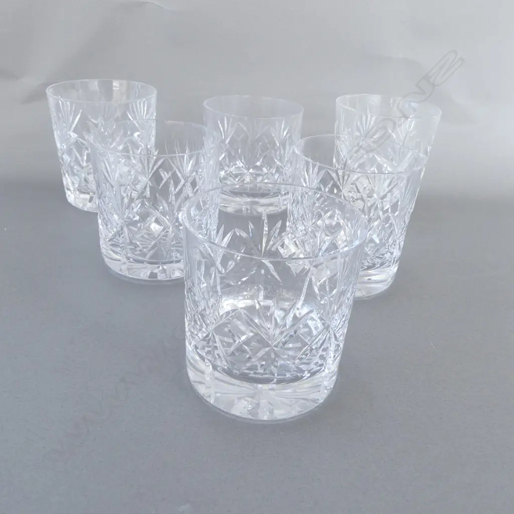 SET 4 CRYSTAL TUMBLERS H.85mm. Dia.80mm. + 2  slightly different & fractionally larger Image 1++