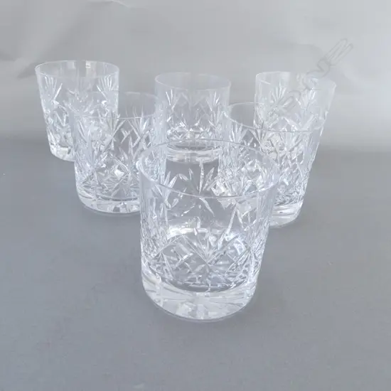 SET 4 CRYSTAL TUMBLERS H.85mm. Dia.80mm. + 2  slightly different & fractionally larger