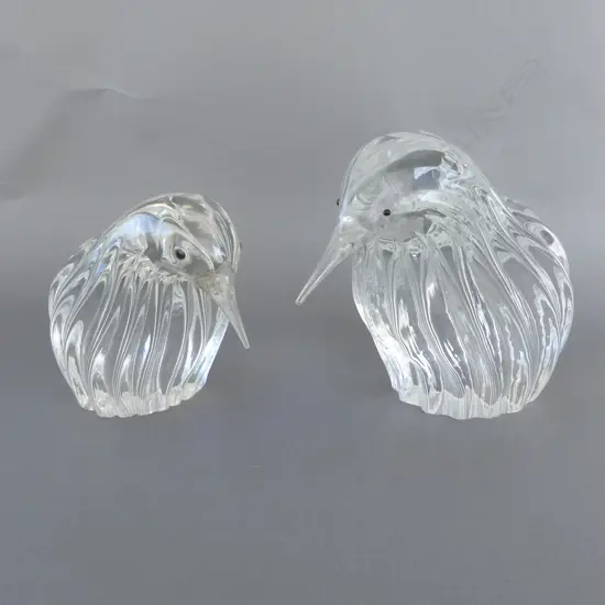 Pair graduated Elio Raffaeli (born 1936) Murano glass graduating large kiwi sculptures H.155mm