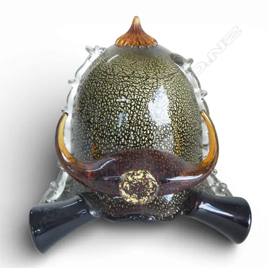 ART GLASS 'SAMURAI' HELMET SHAPED SCULPTURE H.190mm