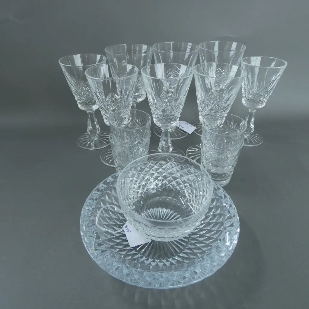 8 WATERFORD CRYSTAL 'KENMARE' PATTERN STEMMED GLASSES (2 TYPES) + 6 OTHER CRYSTAL Image 1++