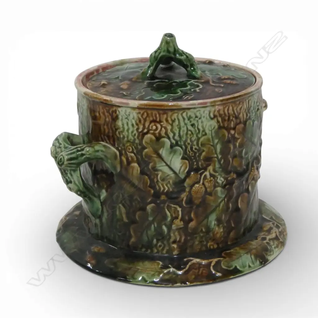 W&AJ BAILEY OAK TREE PAT LIDDED BISCUIT BARREL H170MM Image 1++