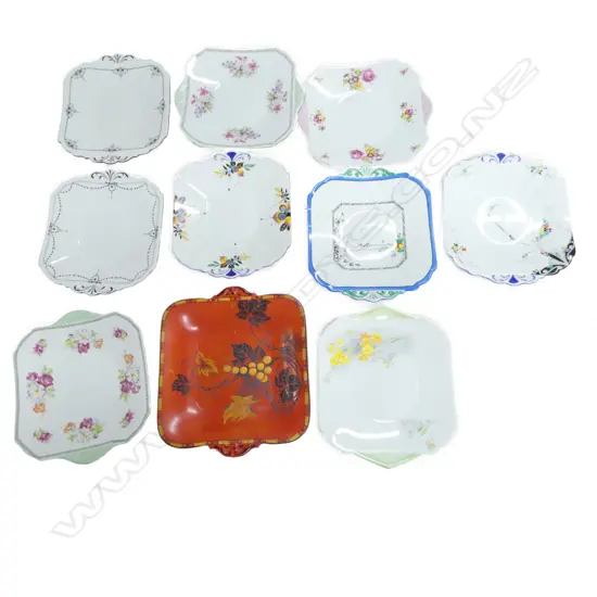 10 SHELLEY CHINA CAKE PLATES MIXED PATS