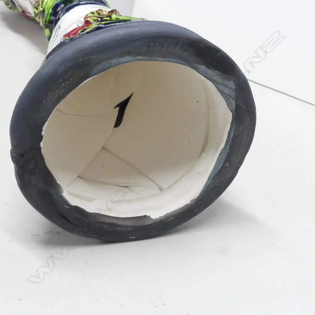 N.Z. STUDIO POTTERY POHUTUKAWA VASE glazed and painted decoration H.525mm Image 1++