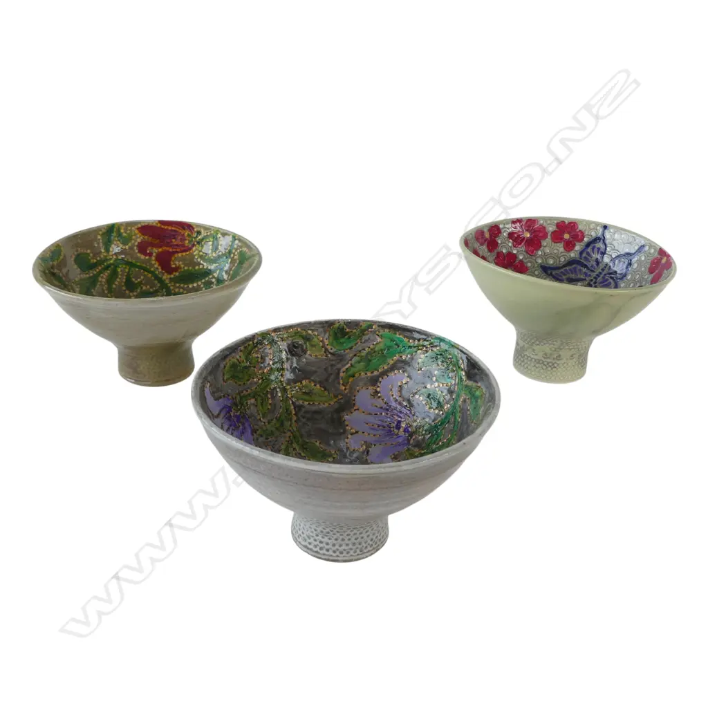 3 KEUM SUN LEE SML PEDESTAL BOWLS, Dia.120mm x H.80mm  Image 1++