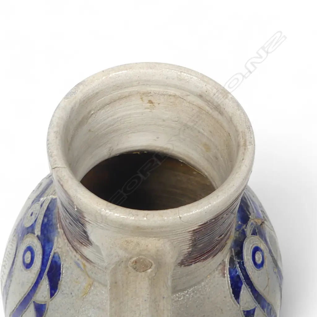 RARE early 18thC  'GR' (Geo. 1 or II) WESTERWALD JUG salt glazed stoneware. Extensively damaged & restored. H.215mm Image 1++