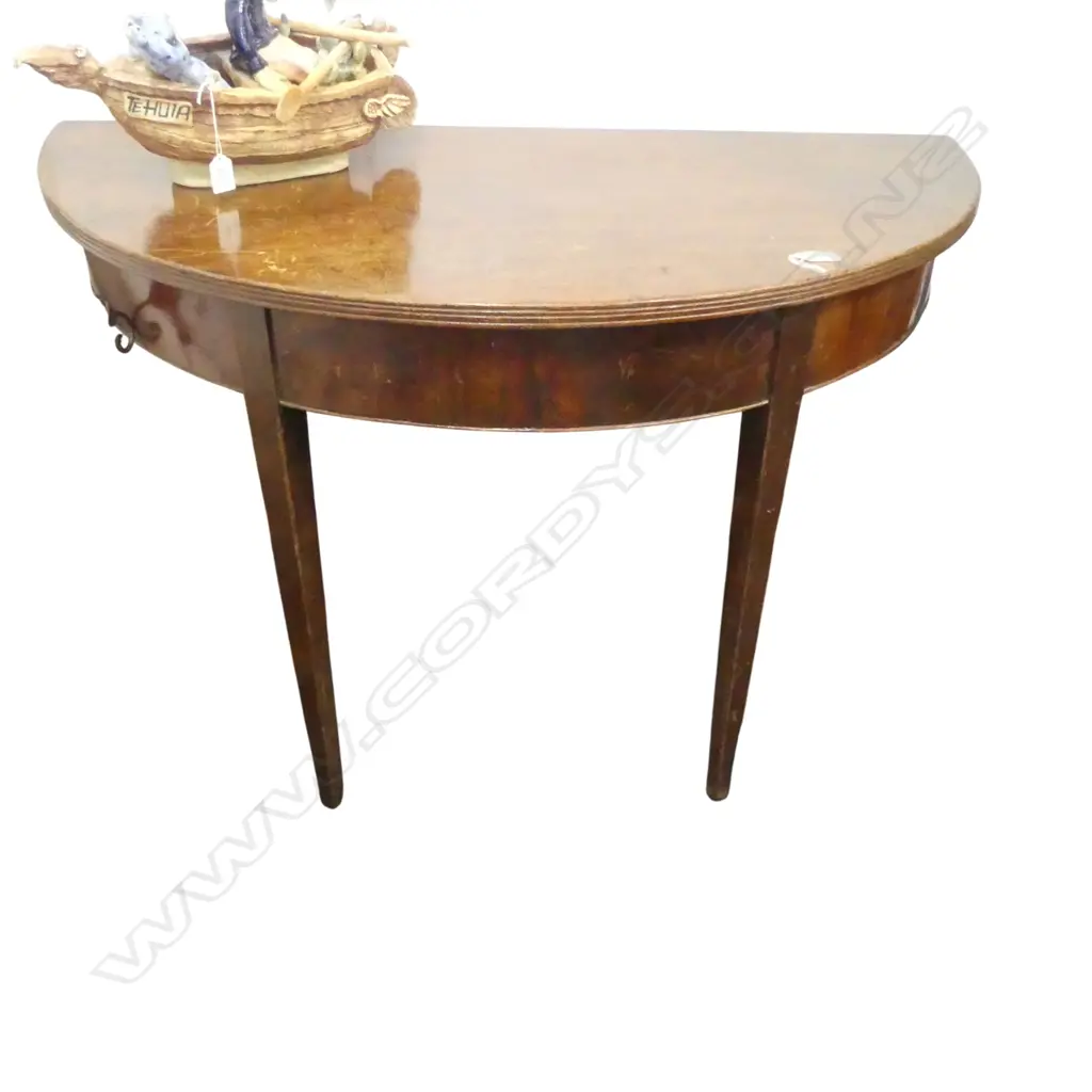 GEORGIAN MAHOGANY DEMI LUNE TABLE 1095x540x710mm Image 1++