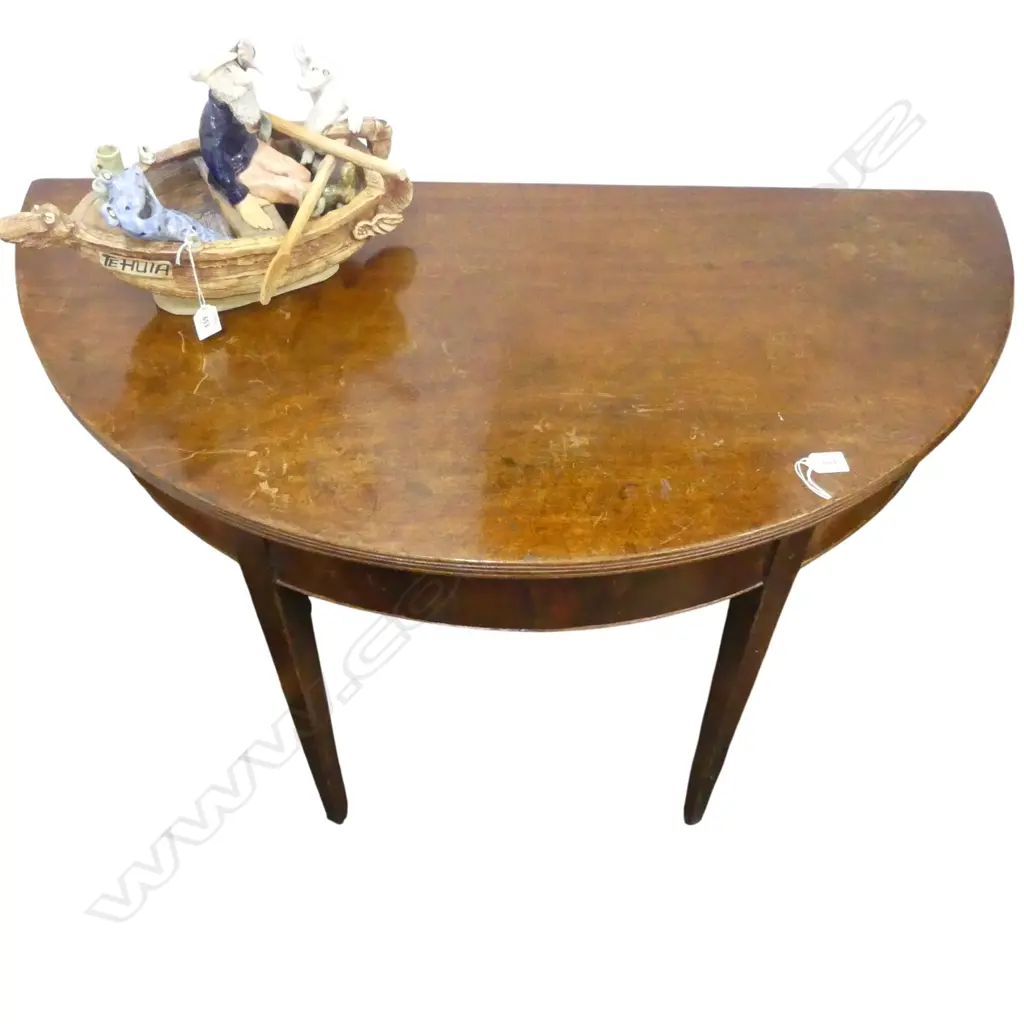 GEORGIAN MAHOGANY DEMI LUNE TABLE 1095x540x710mm Image 1++