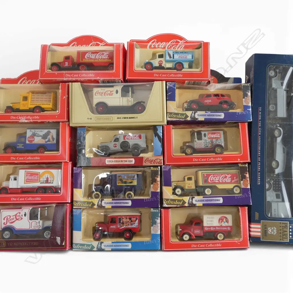 15 BOXED MODEL CARS; COCA COLA ETC Image 1++