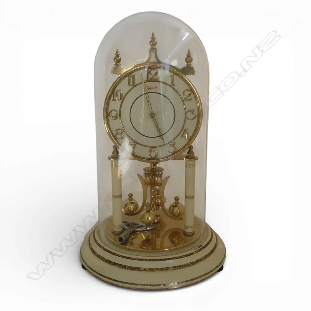 VINTAGE GLASS DOME KUNDO 400 DAY CLOCK H.310mm Image 1++