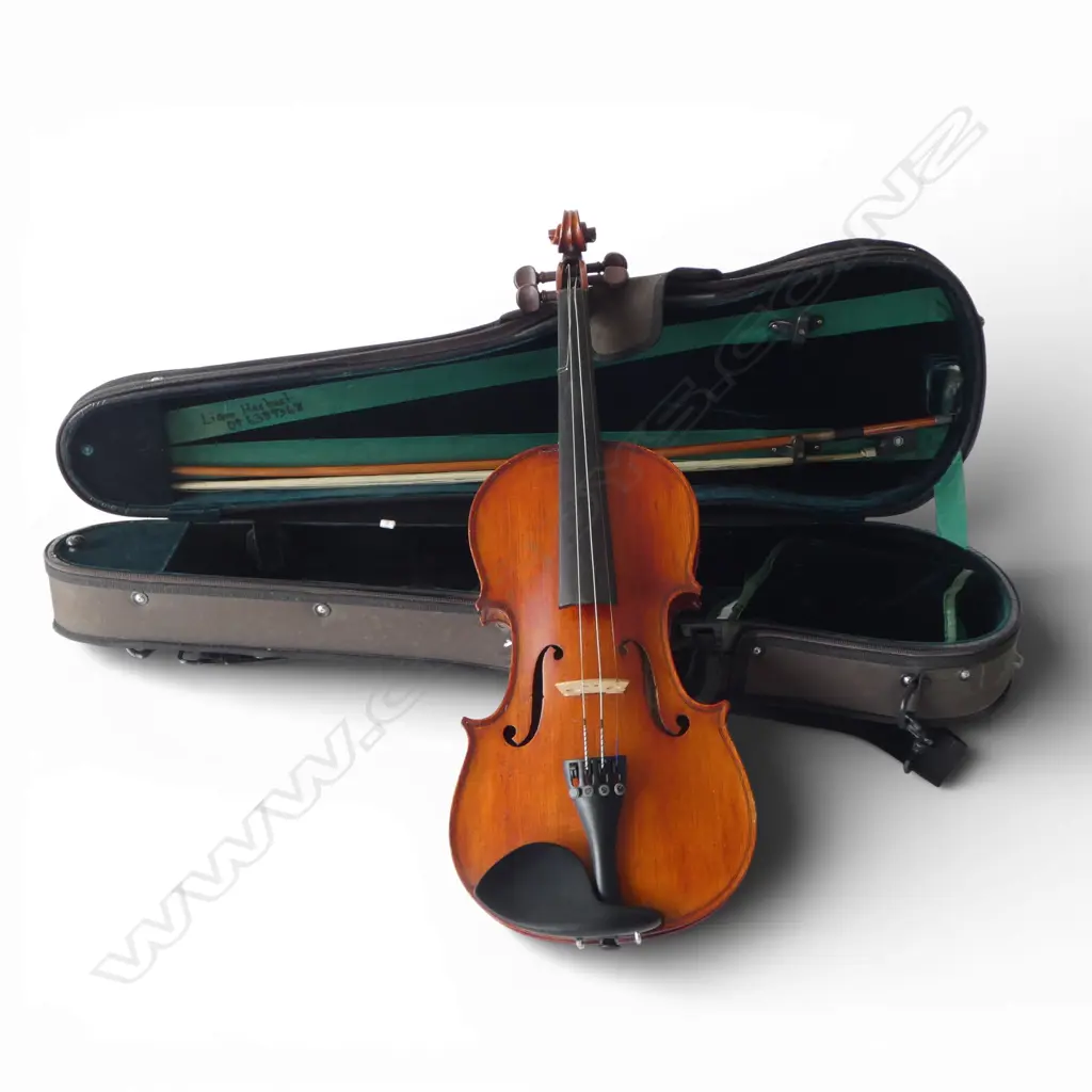 OLD VIOLIN WITH VALUATION 'Composite violin' w German body.. with spurious label...Ins val. $1200 Image 1++