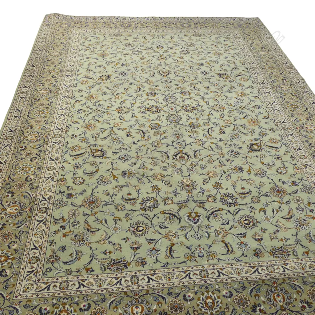 Very large Iranian Kashan hand knotted carpet w tendril floral designs. Some fading 4140 x 3100mm... Image 1++