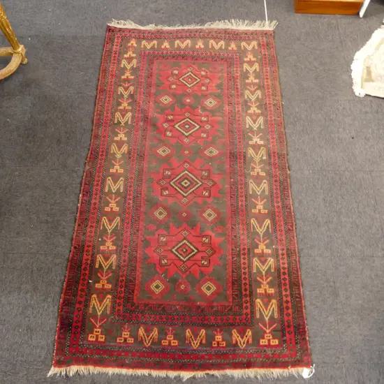 Afghan traditional hand knotted rug 4 medallion all wool 2100 x 1150mm