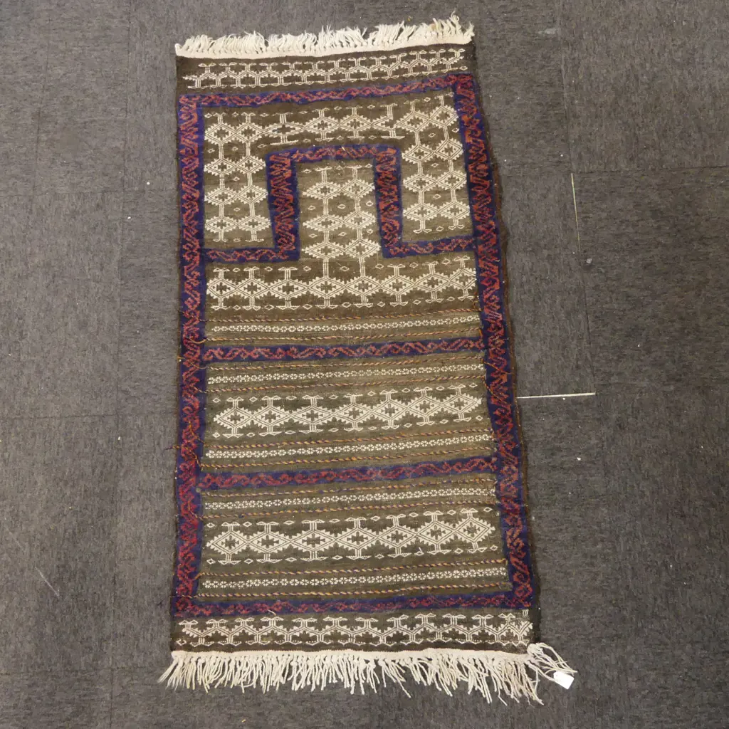 Afghan tribal mixed weave prayer rug 1300 x 690mm Image 1++