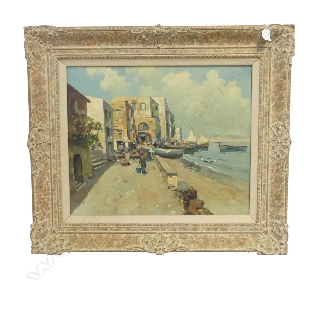 20thC OIL ON CANVAS, LUCIA LINGESCHA? signature indistinct, BAY OF NAPLES, 450x540mm Image 1++