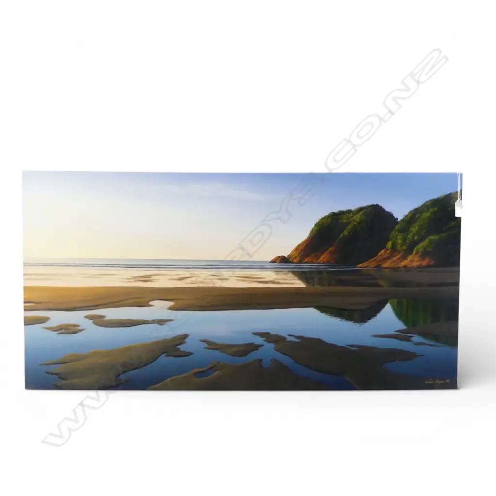 EBAN BRYAN, BEACH LANDSCAPE, ACYRLIC ON CANVAS 460x910mm SIGNED & DATED '09 Image 1++